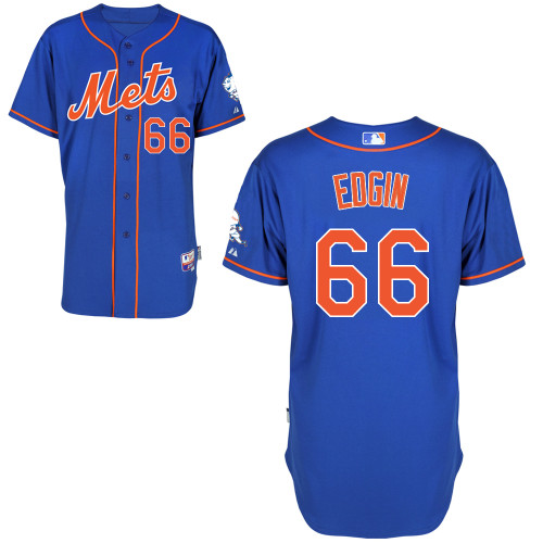 Josh Edgin #66 MLB Jersey-New York Mets Men's Authentic Alternate Blue Home Cool Base Baseball Jersey